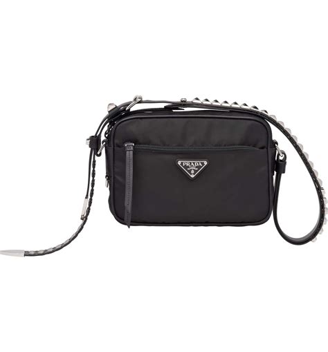 prada little black purse|Prada small nylon camera bag.